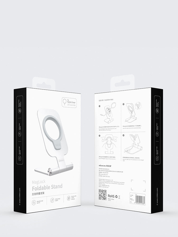 Compatible with Apple, NILLKIN Iphone Stand Holder For iPhone 12mini 12 Pro Max Foldable Aluminium Alloy Magnetic Wireless Fast Charging Phone Stand