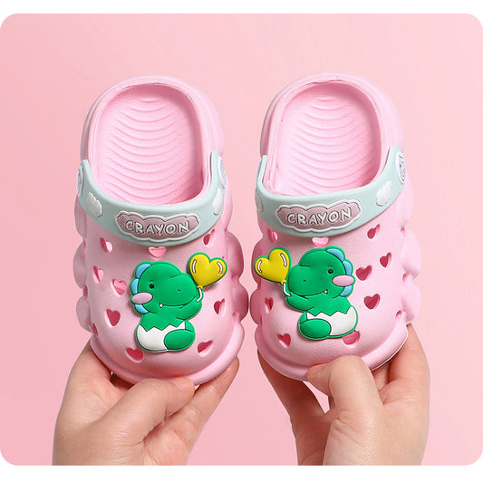 Children's Hole Shoes Xia Xiaotong Indoor Anti-Slip Baotou Sandals Men And Women Toddlers Baby Cartoon Cute Dinosaur Slippers
