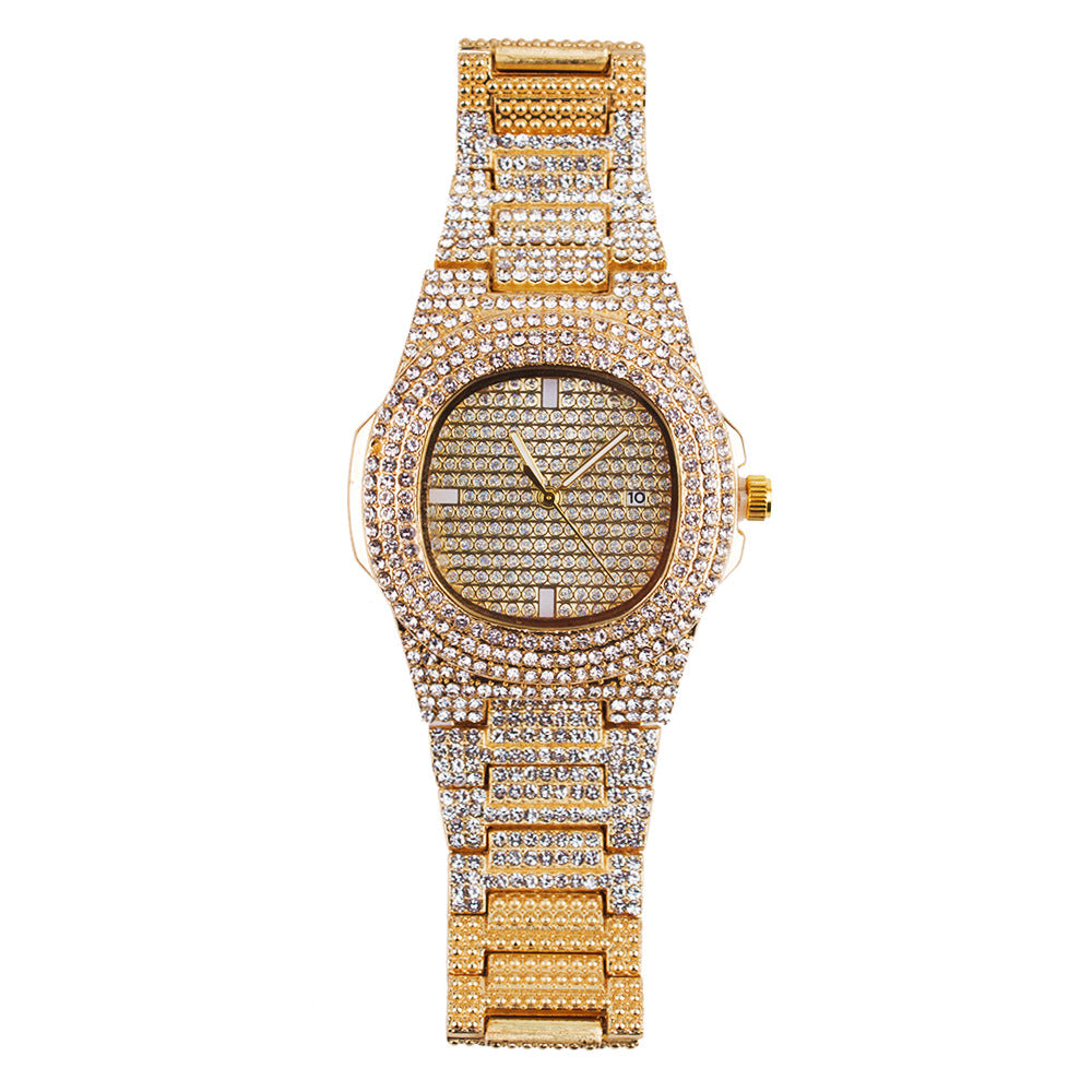 Hot Diamond Fashion Watch Set Bracelet Ladies Wristwatch Men