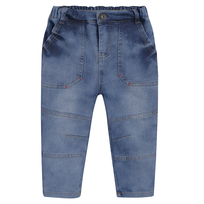 European And American Children's Denim Suit Boys' Single T Jeans 4 PCs Set