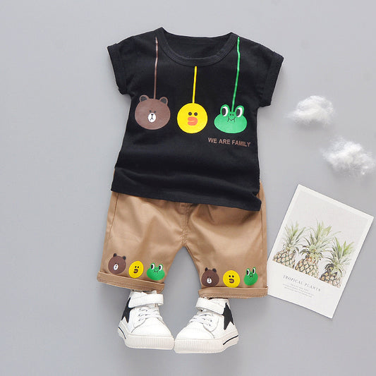Korean Version Of The Bear Eating Watermelon Cute Cartoon Cotton Suit Children'S Clothes Trendy One Generation