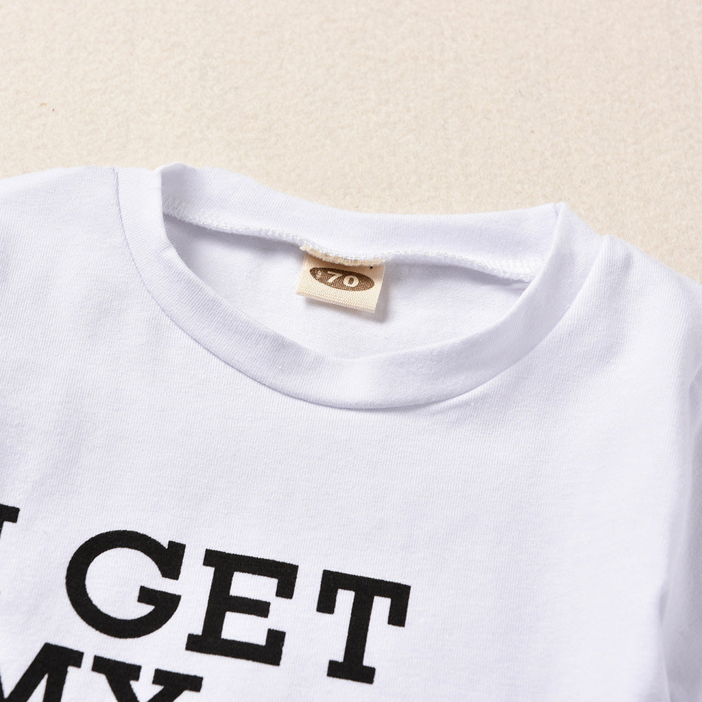 Baby Letter Print Top Camouflage Pants Suit