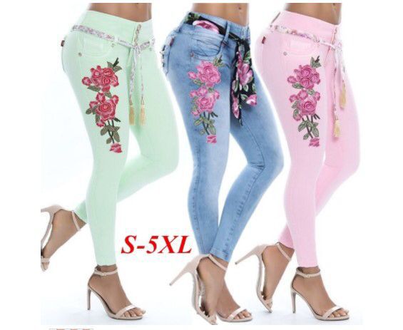 Lace-Up Embroidered Skinny Stretch Jeans