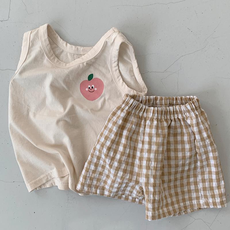Two-Piece Set Of Cute Casual Cotton T-Shirt Shorts For Boys And Girls
