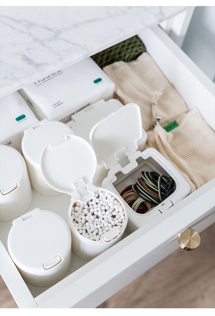 Push-Button Storage Box Desktop Drawer Debris Makeup Remover Cotton Swab Cotton Swab Organize Storage Box