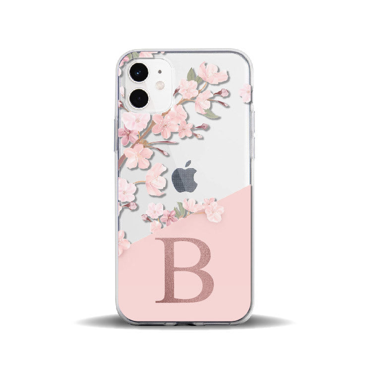 Compatible with Apple, Suitable For Iphone11Pro Creative Transparent Peach Blossom 26 English Letters 78P Mobile Phone Case Iphone12 Protective Cover