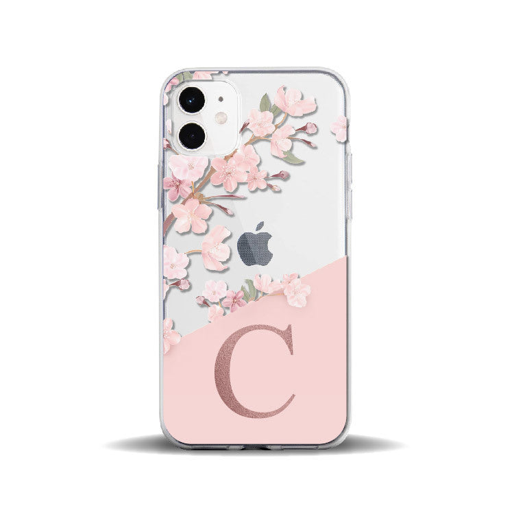 Compatible with Apple, Suitable For Iphone11Pro Creative Transparent Peach Blossom 26 English Letters 78P Mobile Phone Case Iphone12 Protective Cover