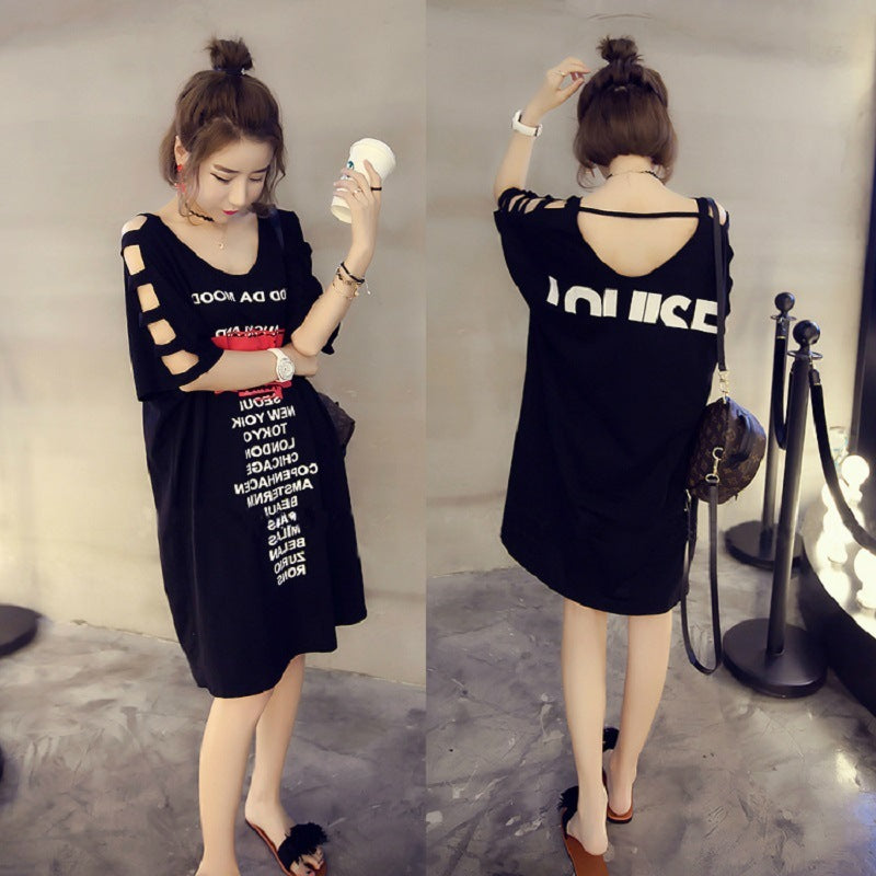 Cross-Border Foreign Trade Clothes, New Style Dresses, Female Shoulders, Korean Short-Sleeved Printed Women'S T-Shirts