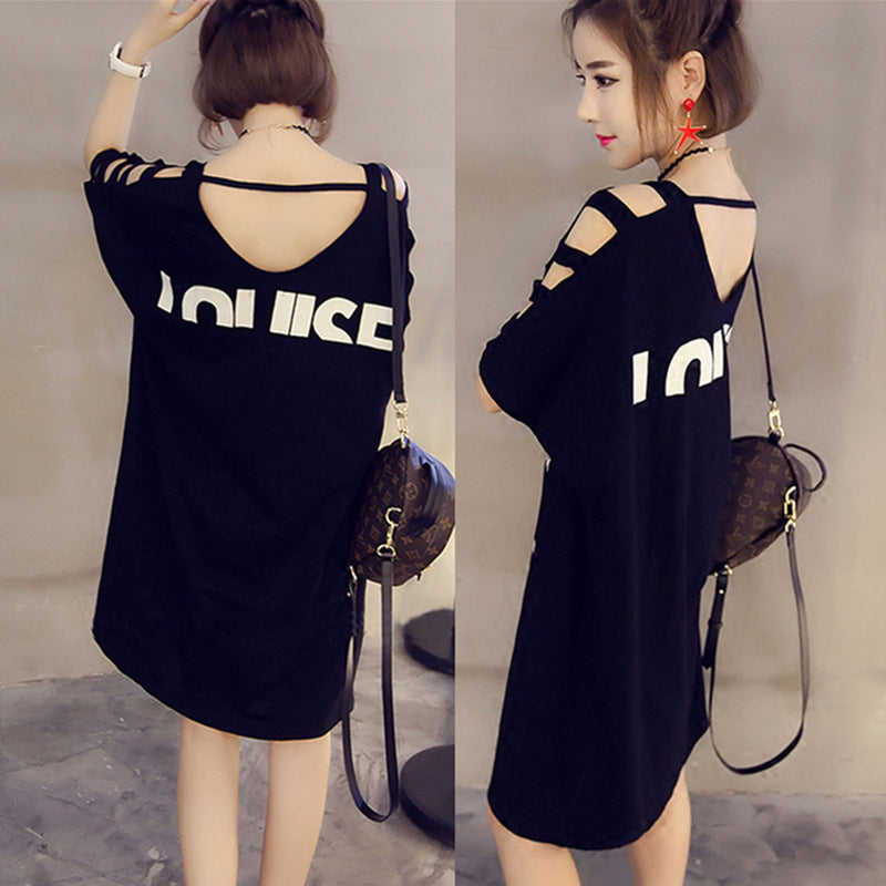 Cross-Border Foreign Trade Clothes, New Style Dresses, Female Shoulders, Korean Short-Sleeved Printed Women'S T-Shirts