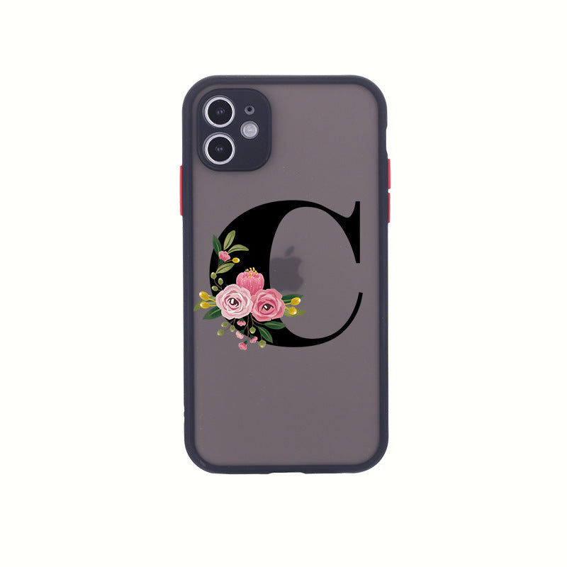 Compatible with Apple, Compatible with Apple , Flower Letters For IPhone 12 XR Black Custom Mobile Phone Case With  Skin Feel