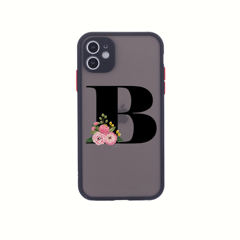 Compatible with Apple, Compatible with Apple , Flower Letters For IPhone 12 XR Black Custom Mobile Phone Case With  Skin Feel