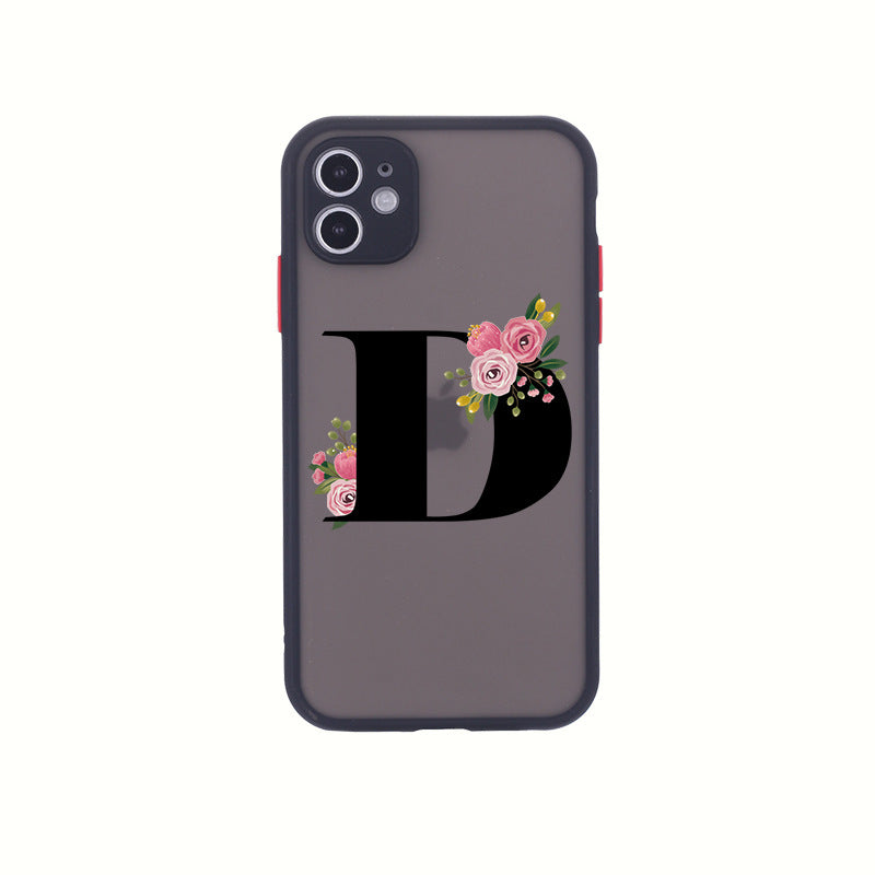 Compatible with Apple, Compatible with Apple , Flower Letters For IPhone 12 XR Black Custom Mobile Phone Case With  Skin Feel