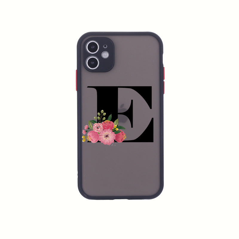 Compatible with Apple, Compatible with Apple , Flower Letters For IPhone 12 XR Black Custom Mobile Phone Case With  Skin Feel