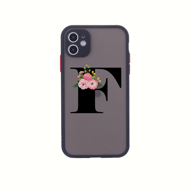Compatible with Apple, Compatible with Apple , Flower Letters For IPhone 12 XR Black Custom Mobile Phone Case With  Skin Feel