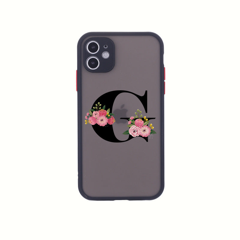 Compatible with Apple, Compatible with Apple , Flower Letters For IPhone 12 XR Black Custom Mobile Phone Case With  Skin Feel