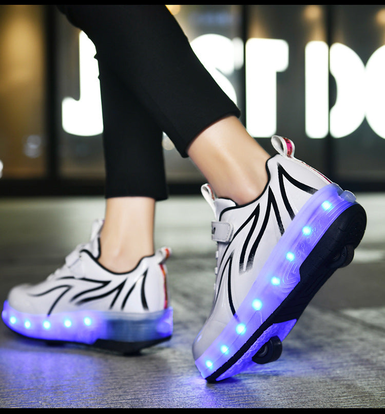 Foreign Trade Skating Shoes Wholesale And Wholesale On Behalf Of Men, Women And Children Adult Blast Walking Shoes Single Wheel Led Colorful Lights Manufacturers