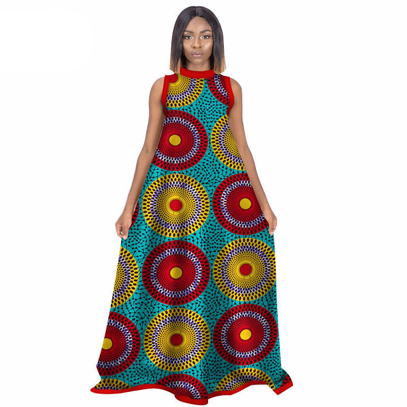 African Women'S Summer Sleeveless Dress Cotton Customized Large Size Printed Long Skirt