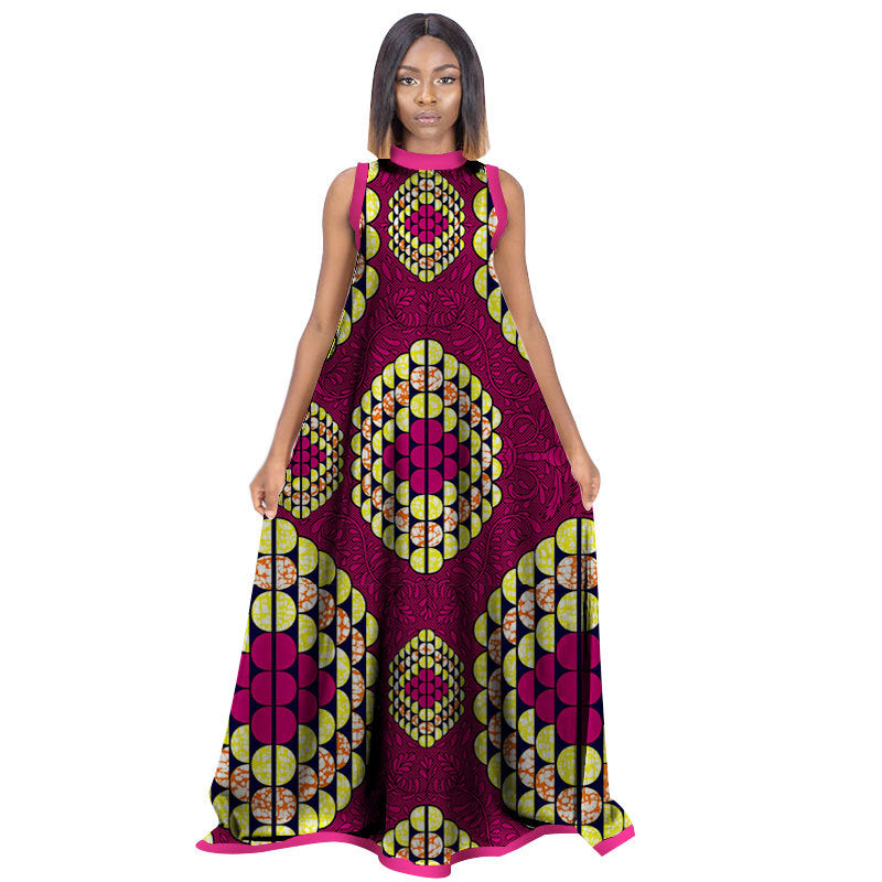 African Women'S Summer Sleeveless Dress Cotton Customized Large Size Printed Long Skirt