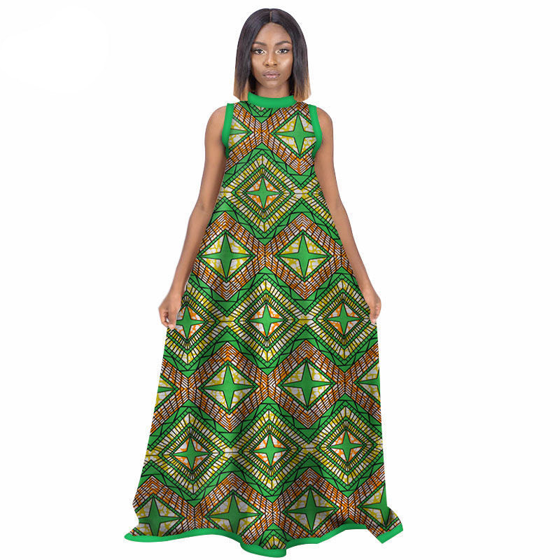African Women'S Summer Sleeveless Dress Cotton Customized Large Size Printed Long Skirt