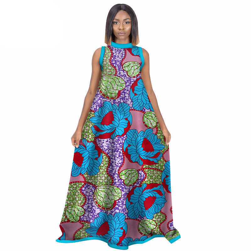 African Women'S Summer Sleeveless Dress Cotton Customized Large Size Printed Long Skirt