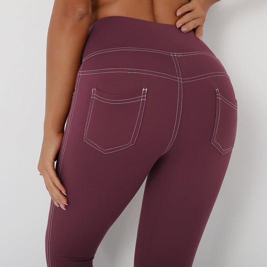 Yoga Pants Pure Color Sports Tights Female