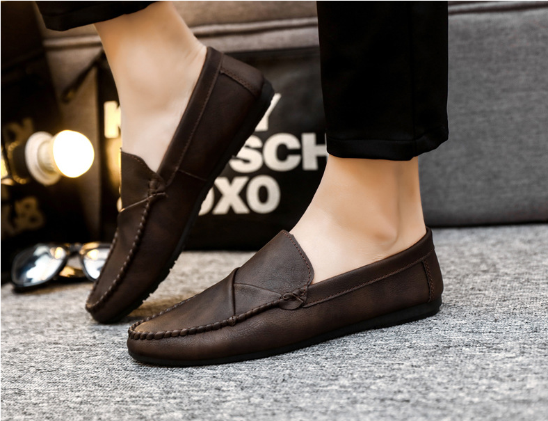 Spring Men's Peas Shoes Men's Leather Shoes Casual Trend Korean Version Of British Shoes