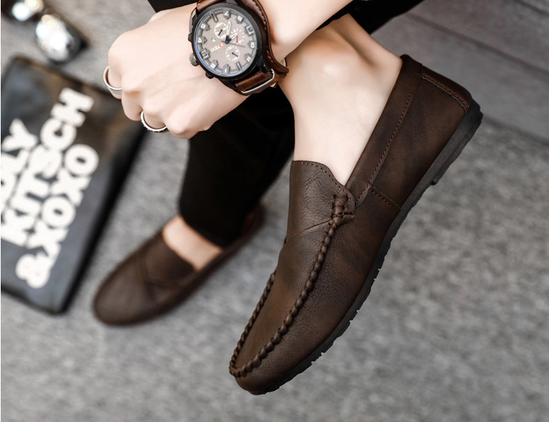 Spring Men's Peas Shoes Men's Leather Shoes Casual Trend Korean Version Of British Shoes