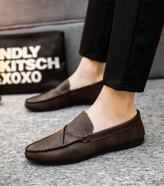 Spring Men's Peas Shoes Men's Leather Shoes Casual Trend Korean Version Of British Shoes