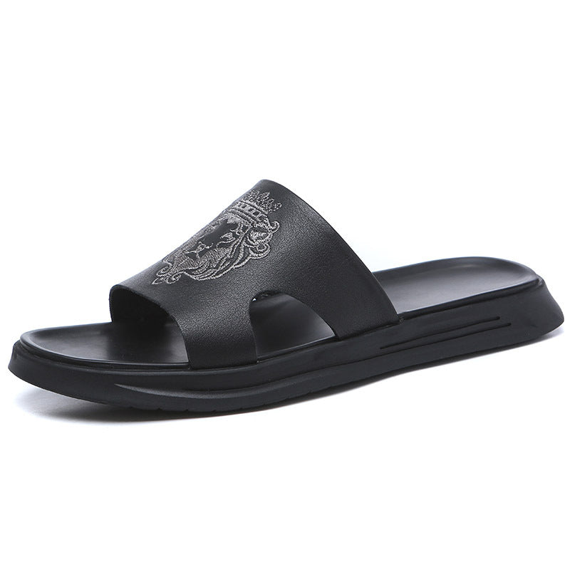 Flip-Flop Summer Top Layer Cowhide Leather Beach Sandals