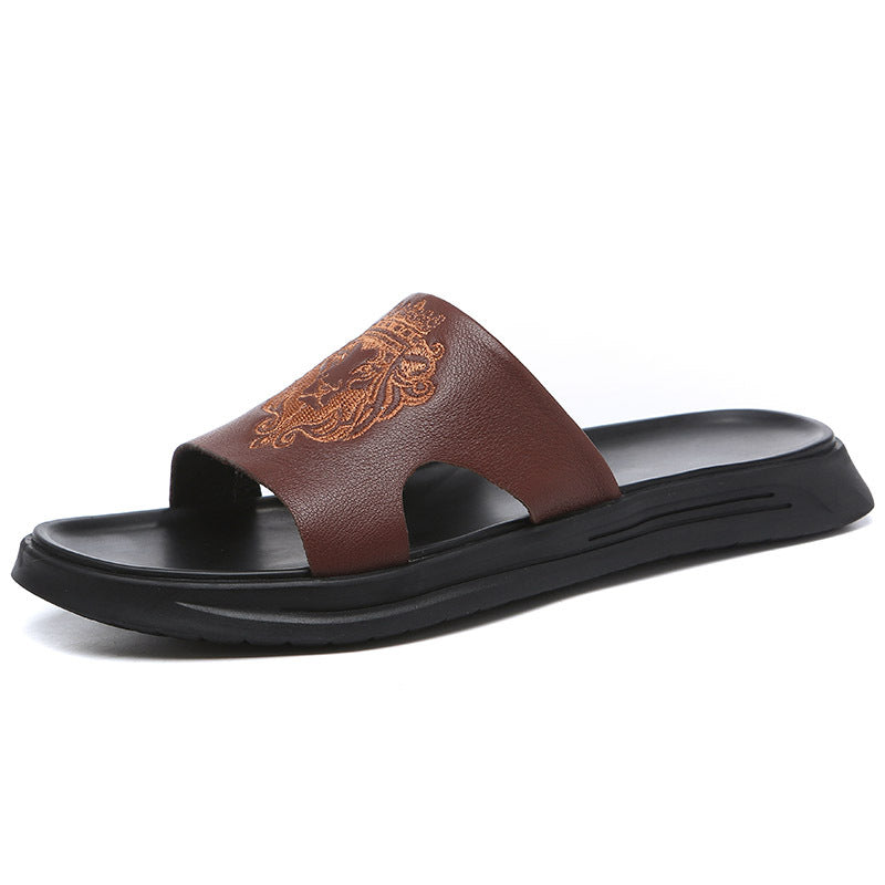 Flip-Flop Summer Top Layer Cowhide Leather Beach Sandals
