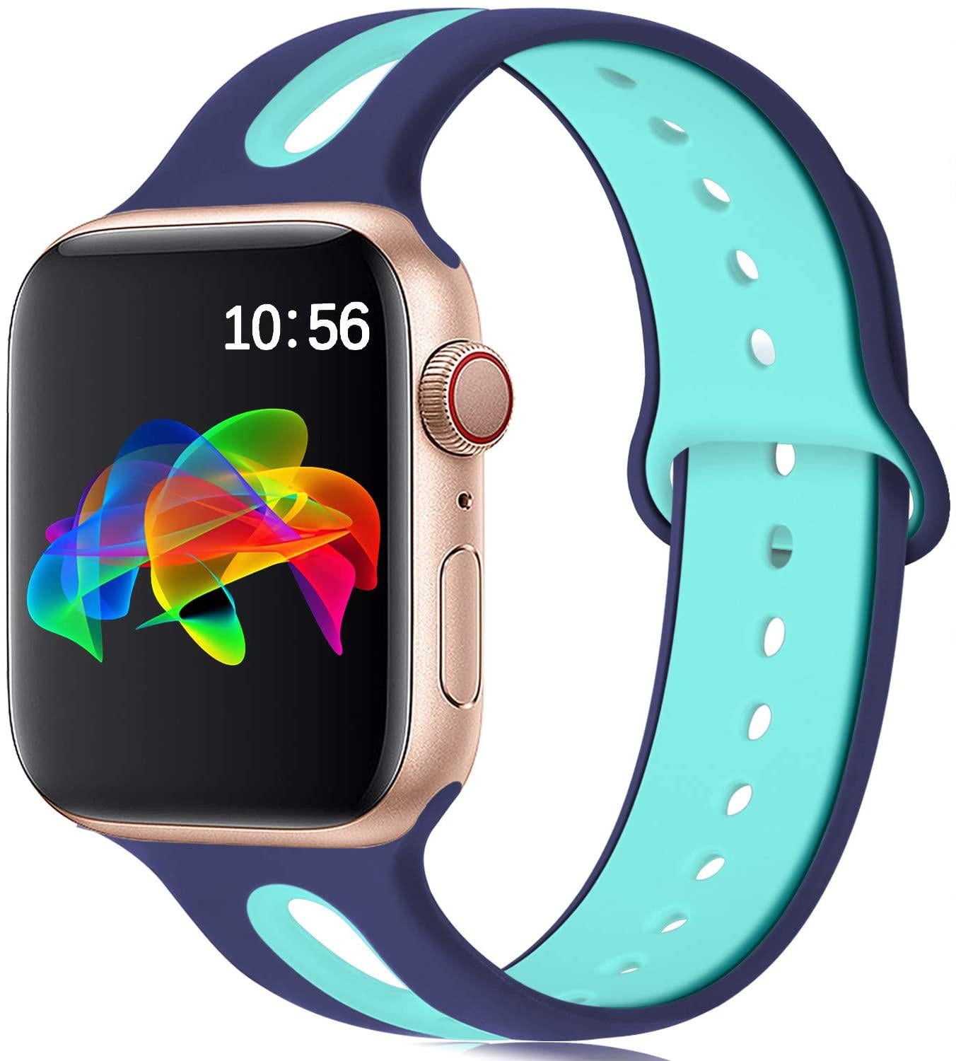 Compatible with Apple, Suitable For Iwatch Strap 6-hole Silicone Strap