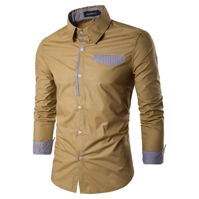 Long-sleeved Shirt New Spring Slim-fit Korean Style Trendy Casual Shirt Men's