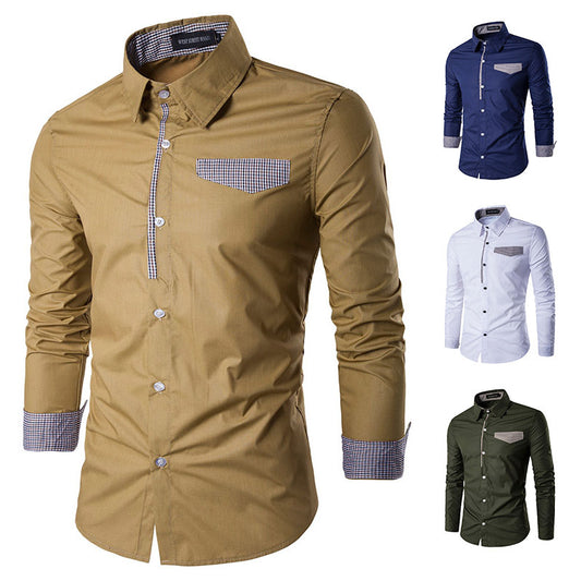 Long-sleeved Shirt New Spring Slim-fit Korean Style Trendy Casual Shirt Men's