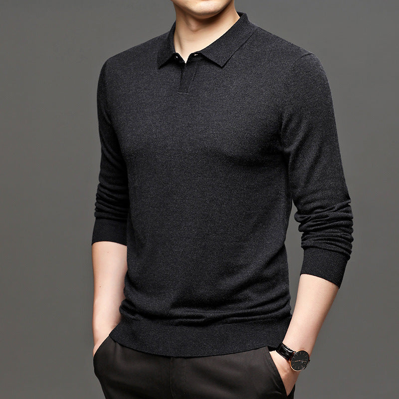 Spring And Autumn New Men's Loose Wool Knitted Bottoming Shirt