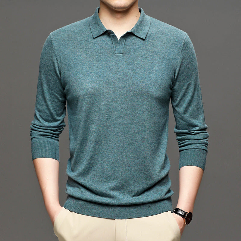 Spring And Autumn New Men's Loose Wool Knitted Bottoming Shirt