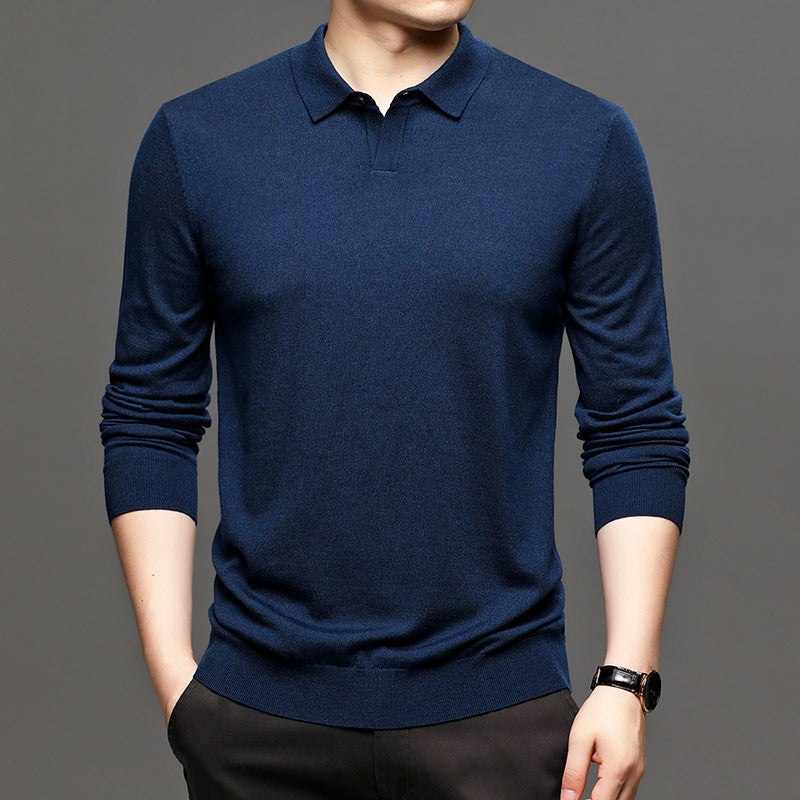 Spring And Autumn New Men's Loose Wool Knitted Bottoming Shirt