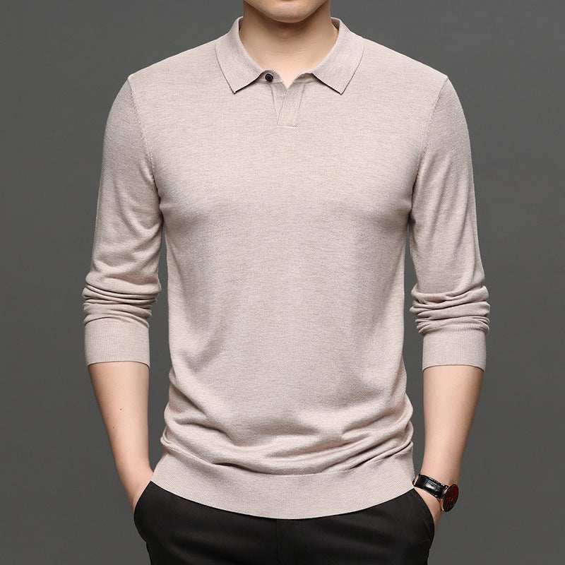 Spring And Autumn New Men's Loose Wool Knitted Bottoming Shirt