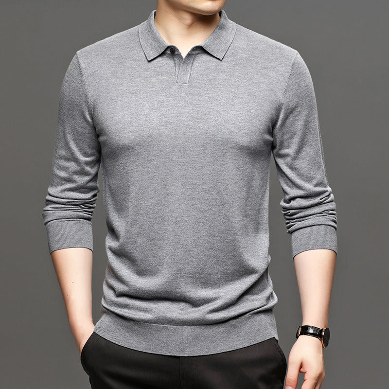 Spring And Autumn New Men's Loose Wool Knitted Bottoming Shirt