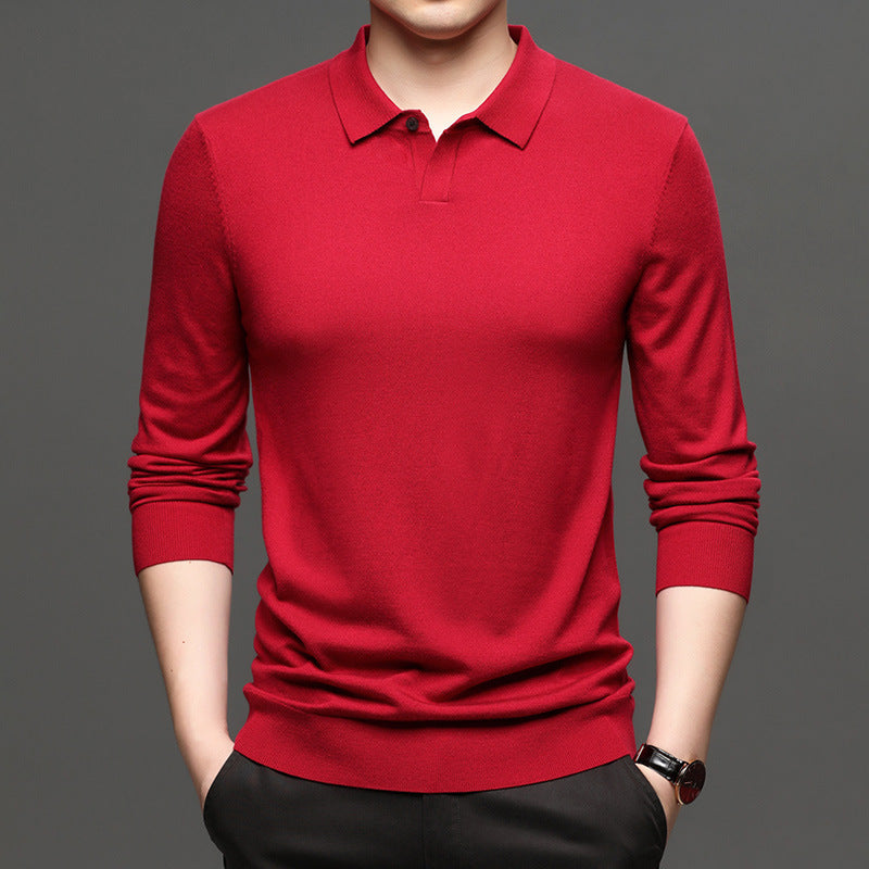 Spring And Autumn New Men's Loose Wool Knitted Bottoming Shirt
