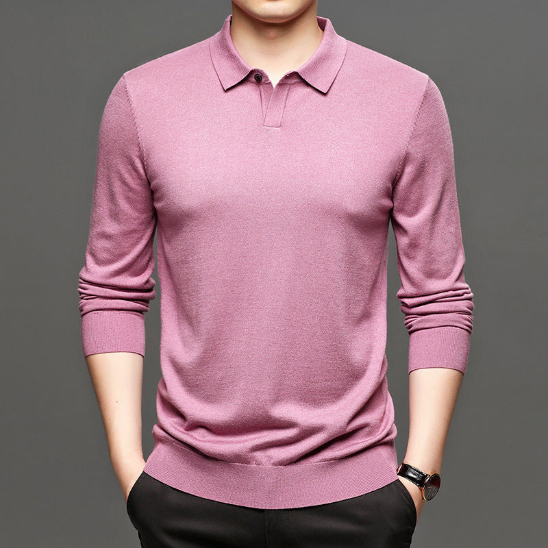 Spring And Autumn New Men's Loose Wool Knitted Bottoming Shirt