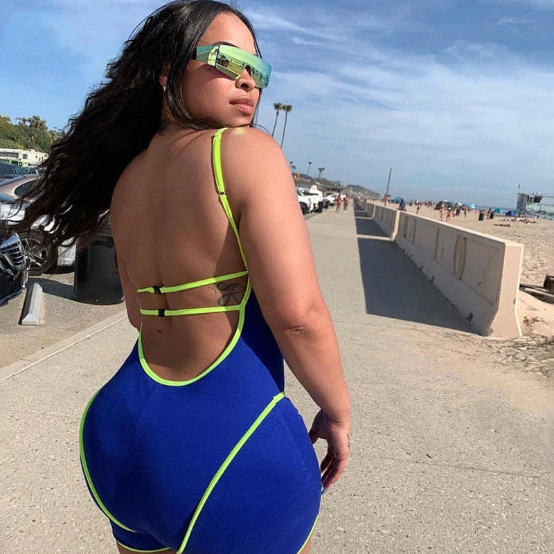 Sexy backless strap yoga jumpsuit