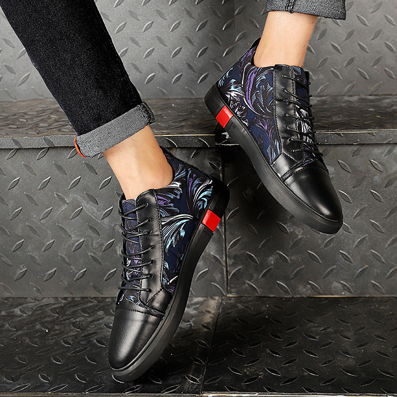 Men's Leather Plush Warm Boots Casual High Top Board Shoes