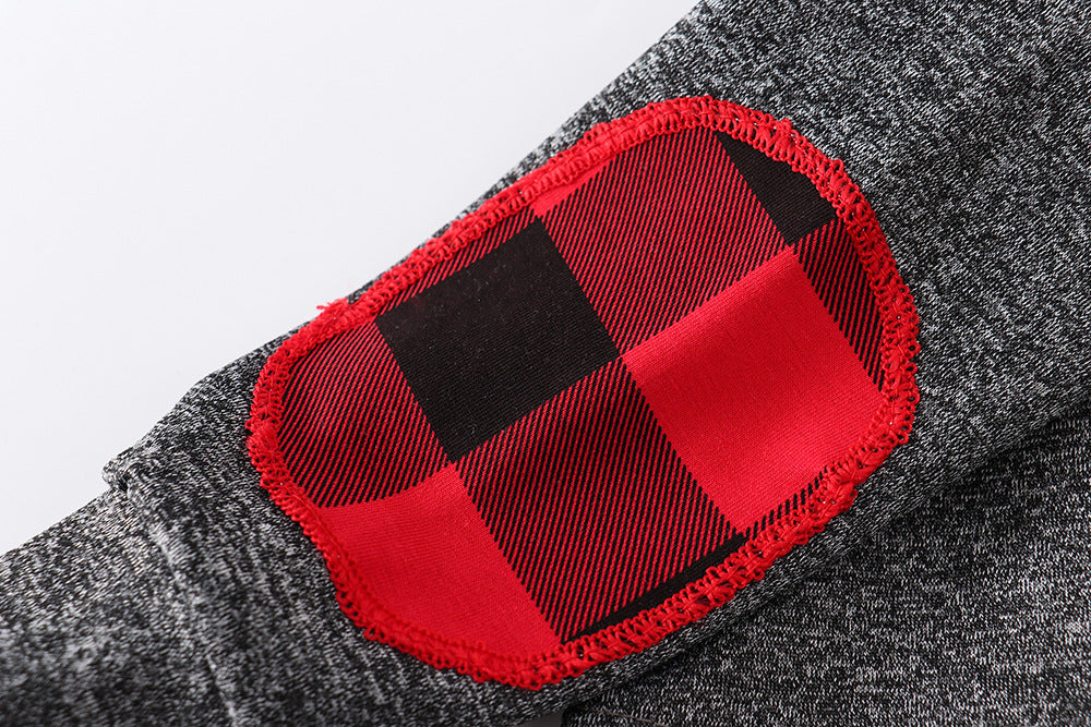 Simple lattice printing stitching suit for babies and children