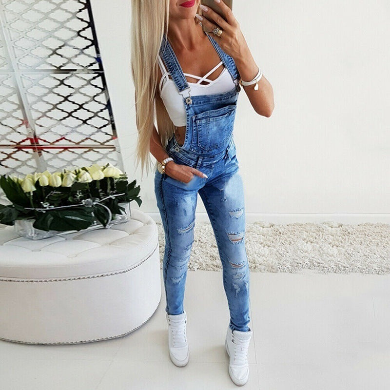 Denim Overalls jeans Tight Hand-worn Women's