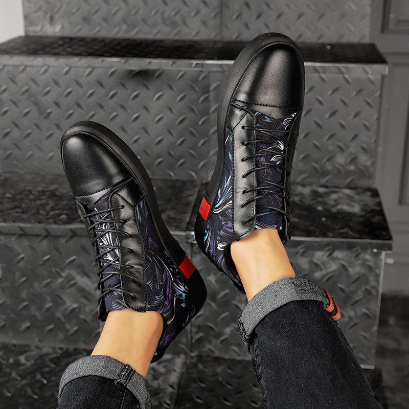 Men's Leather Plush Warm Boots Casual High Top Board Shoes