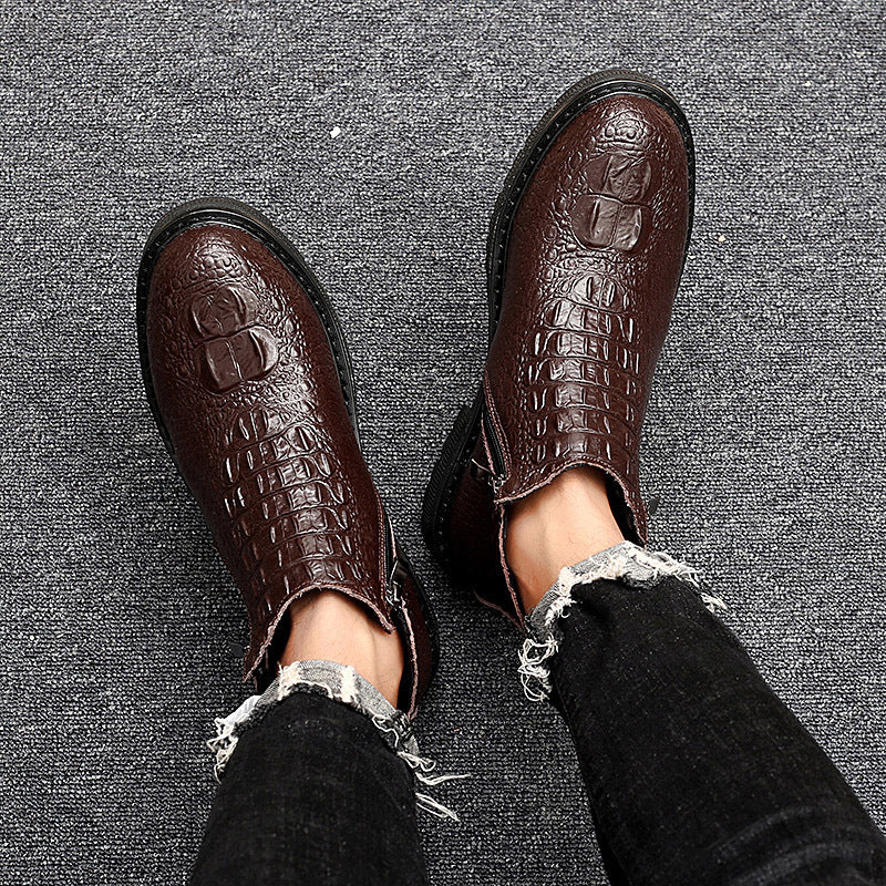 Korean Side Zipper Men's Leather Boots