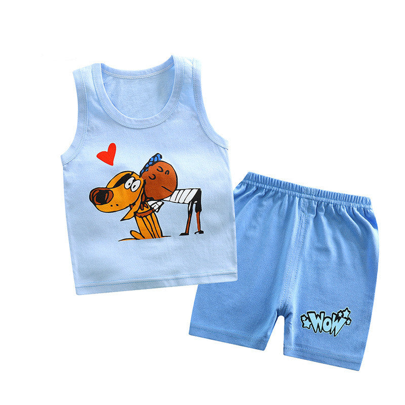 Two-piece sleeveless shorts for boys and girls