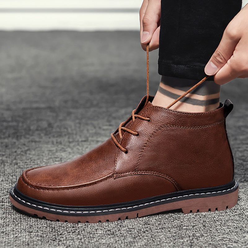 Men's Shoes High Top Leather Shoes and Short Boots