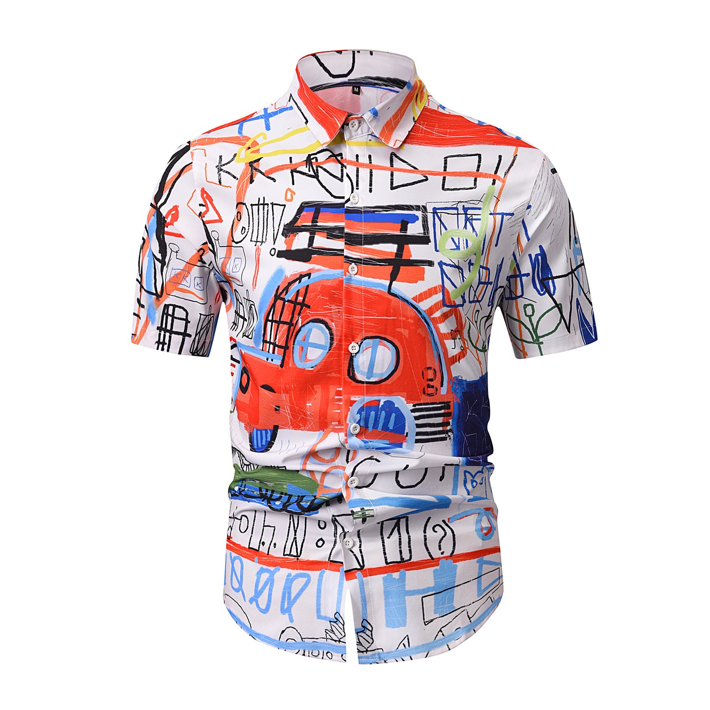Fashion Loose Digital Print Short Shirt