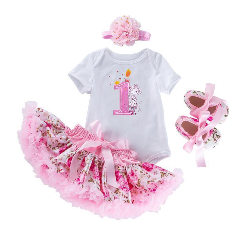 Baby cartoon romper princess dress set